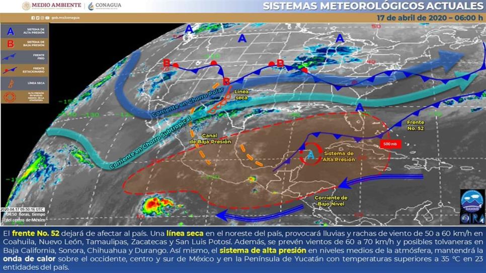 Pronostican entrada de los frentes fríos 53 y 54 en el norte de México