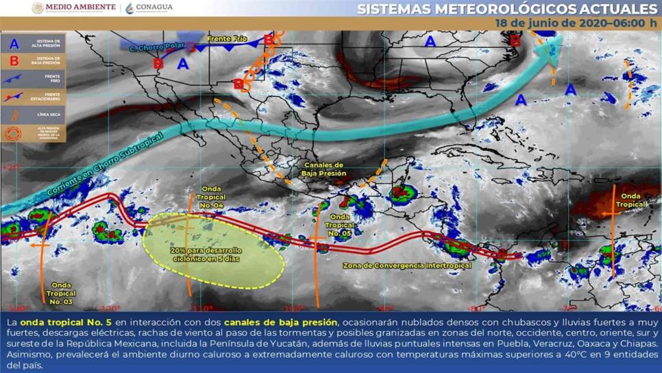 Prevé SMN lluvias aisladas y calor para Sinaloa