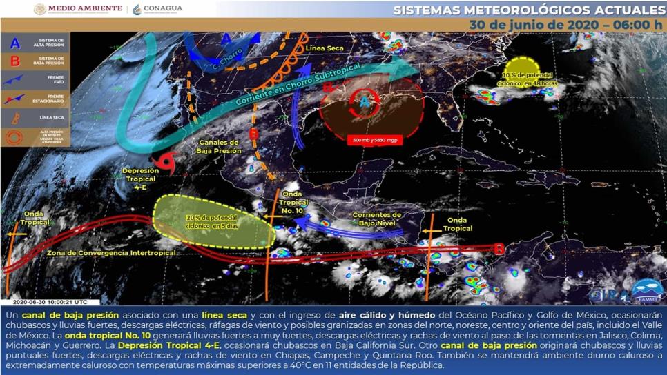 Mantiene SMN pronóstico de lluvias y calor para Sinaloa