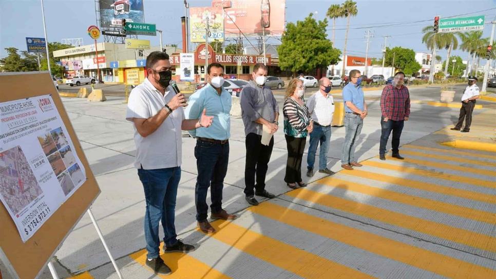 Inauguran trabajos de pavimento y abren a la circulación de Rosales y Jiquilpan en Los Mochis