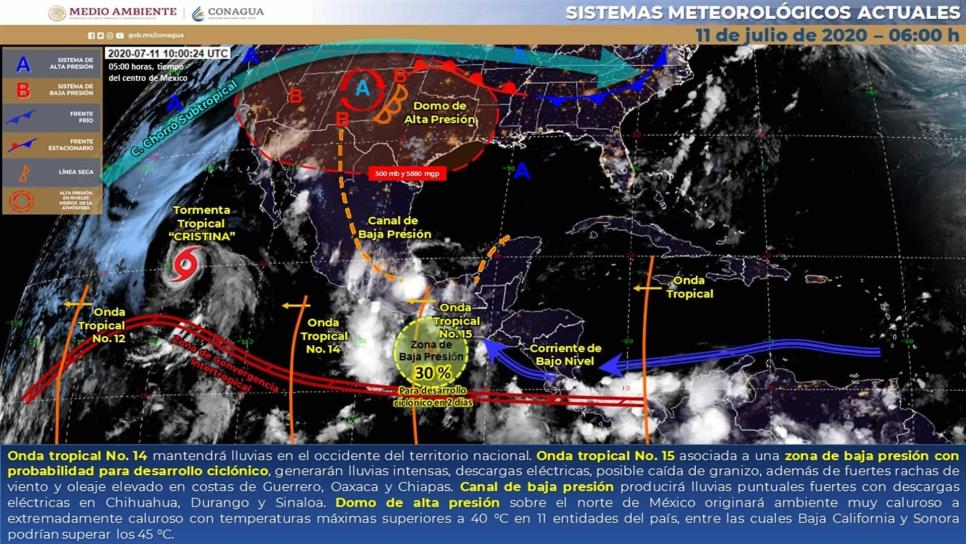 Se mantiene pronóstico de lluvias fuertes para Sinaloa