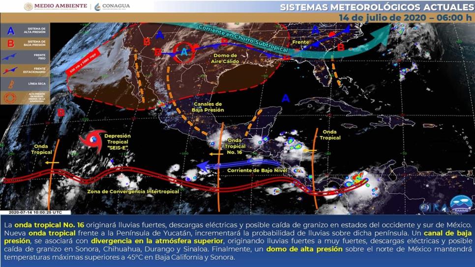 Prevén lluvias fuertes para Mazatlán, Concordia, El Rosario y Escuinapa