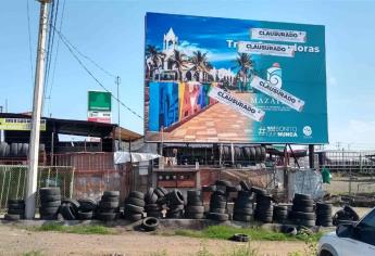 Clausuran cuatro espectaculares en Culiacán