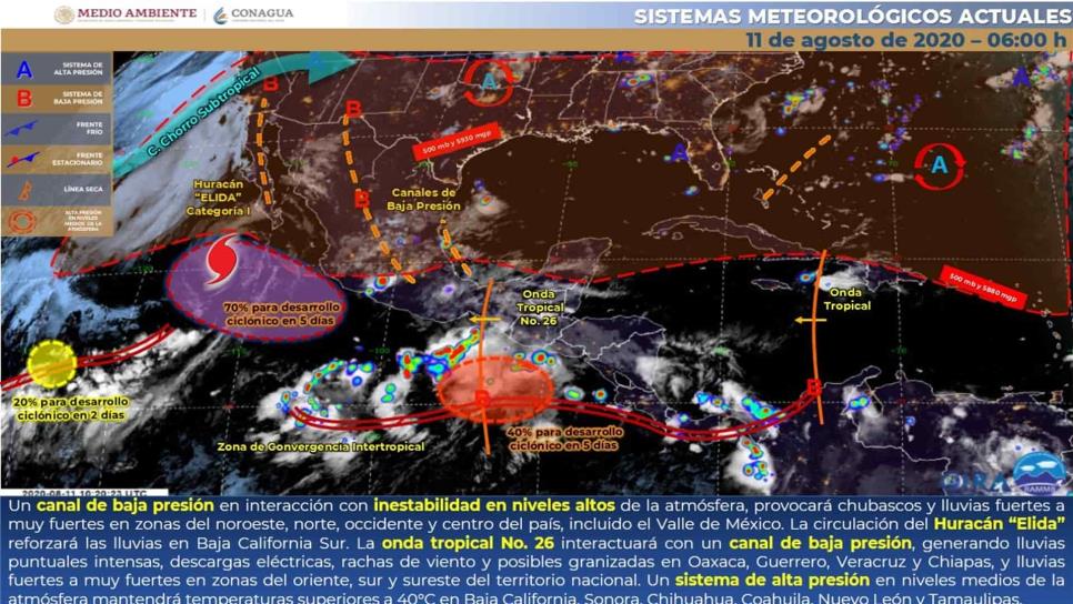 Se mantiene pronóstico de lluvias fuertes para Sinaloa