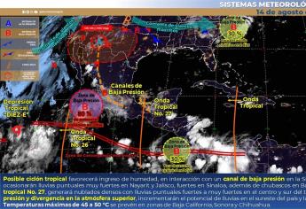 Pronostican lluvias fuertes para hoy en Sinaloa