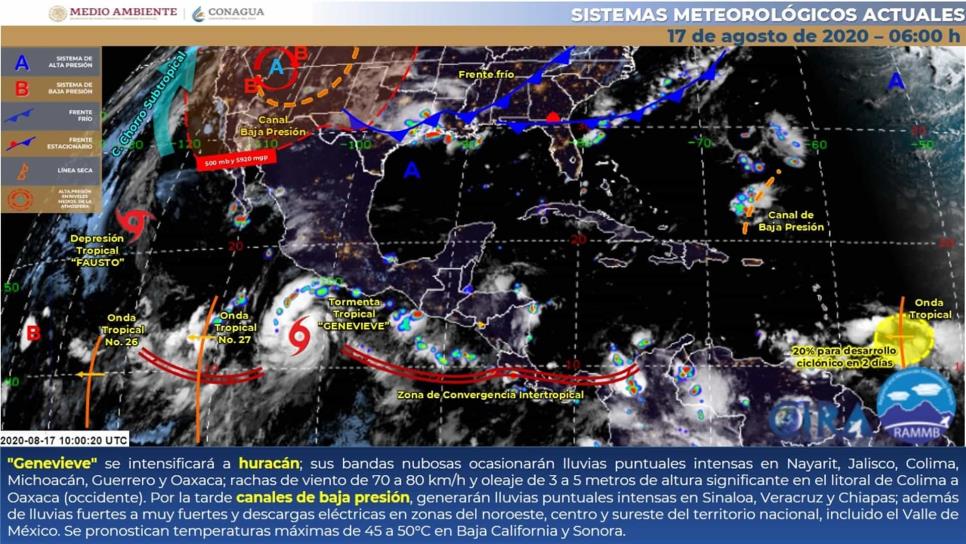 Prevén lluvias intensas para este lunes en Sinaloa