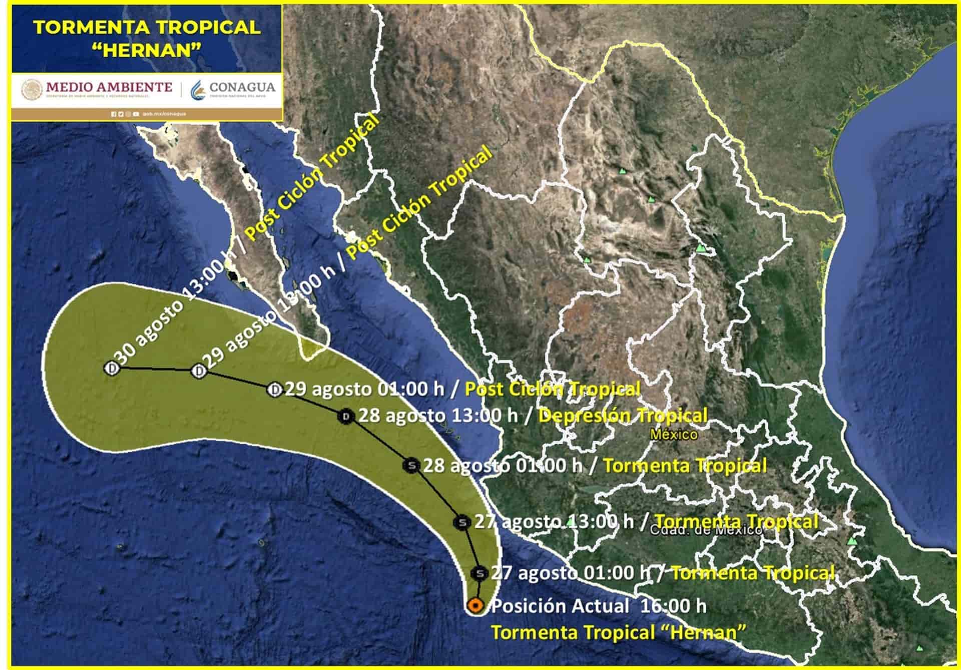 Se forma la tormenta tropical Hernán en el Pacífico