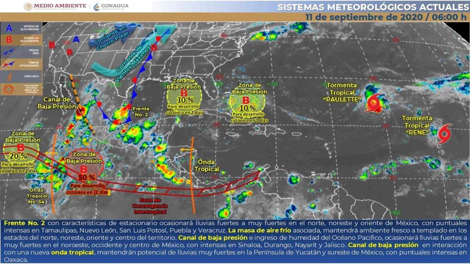 Pronostica SMN lluvias intensas para Sinaloa
