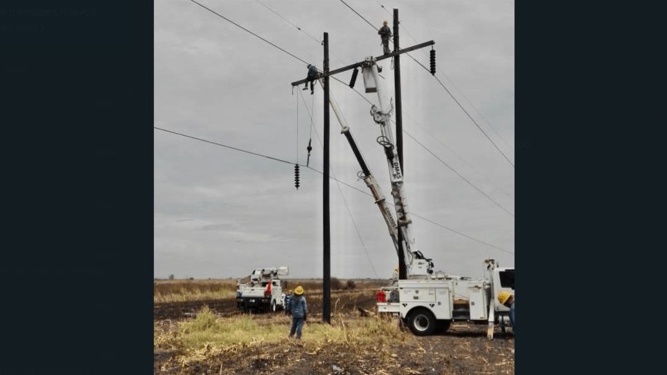 Restablece CFE servicio de energía afectado en el sur de Sinaloa