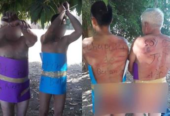 Exhiben desnudos a dos hombres en Guasave; los señalan de chapulines”