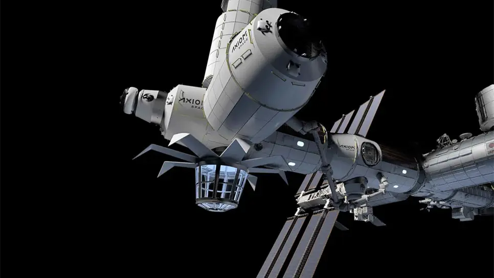 Fotografía cedida por la compañía Axiom Space donde se muestra su estación instalada en la Estación Espacial Internacional (EEI). EFE/Axiom Space /SOLO USO EDITORIAL /NO VENTAS/CRÉDITO OBLIGATORIO