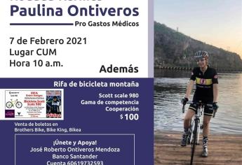 Invitan a asistir en vehículo a kermés en beneficio de la ciclista Paulina Ontiveros