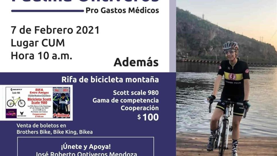 Invitan a asistir en vehículo a kermés en beneficio de la ciclista Paulina Ontiveros