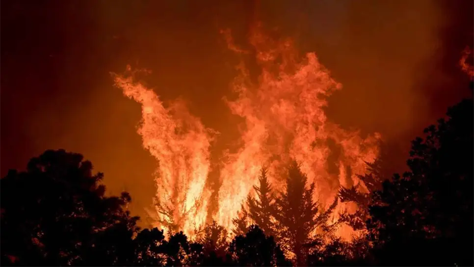 Fuerte incendio, hoy cerca de la comunidad rural Los Lirios en los limites del norteño estado de Coahuila y Nuevo León. FOTO: EFE.