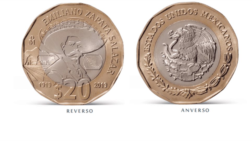 Lanza BM moneda conmemorativa de $20 por centenario de la muerte de Zapata