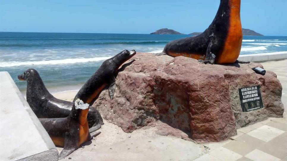 Cortan una cabeza al monumento de Lobos Marinos en Mazatlán