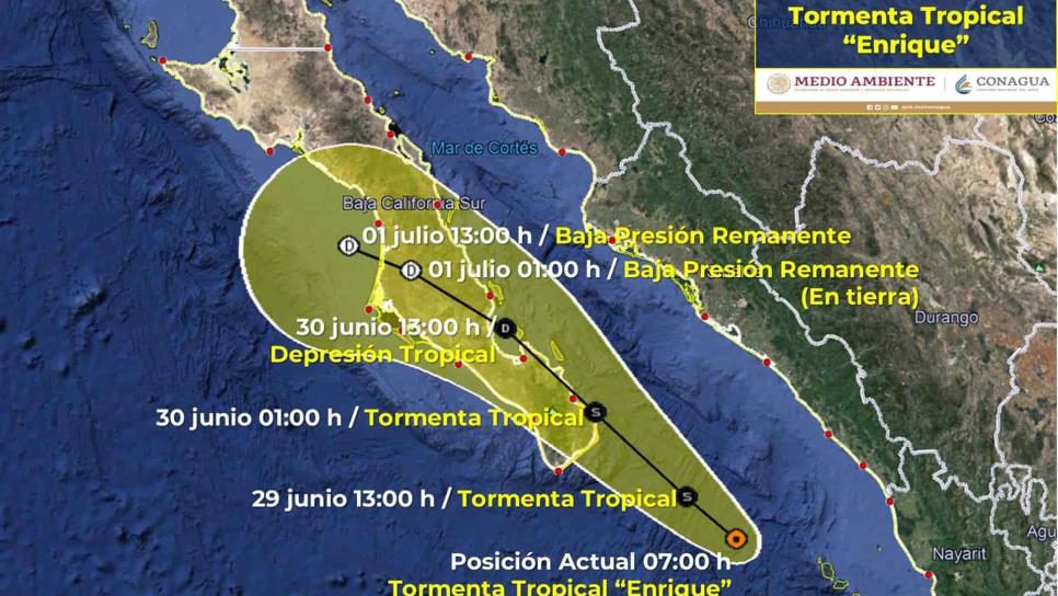 “Enrique” se debilita y se mantiene hacia BCS