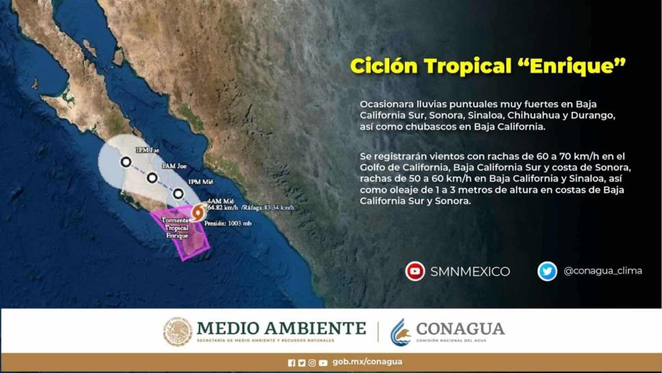 “Enrique” deja lluvias a punto de tocar Baja California Sur