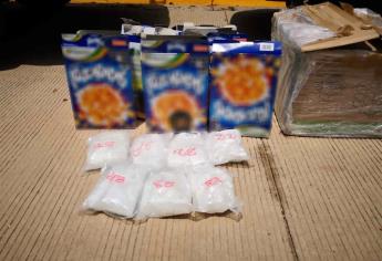Encuentran más de 3 kilos de metanfetamina en cajas de cereal, en Culiacán