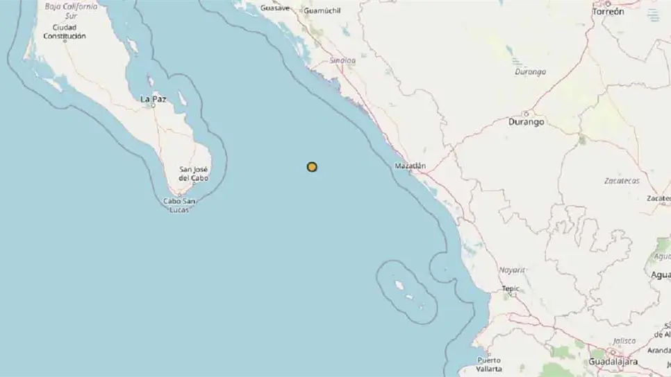 Tiembla frente a las costas del sur de Sinaloa; 5.2 de magnitud