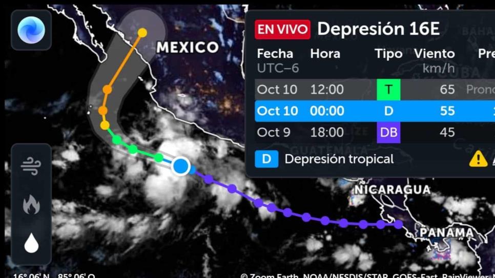 Se forma la depresión tropical «16-E» en el océano Pacífico