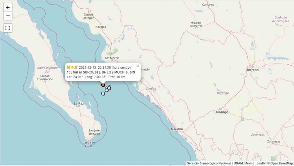 Se registran 2 sismos en el norte de Sinaloa