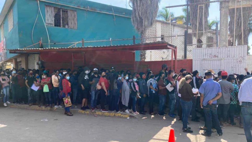 Sin sana distancia, jóvenes de campos agrícolas se vacunan en Villa Juárez