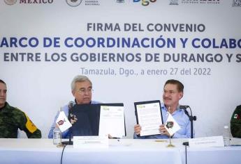 Rocha firma convenio de seguridad con el Gobierno de Durango