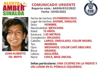 Buscan a Juan Alberto de 15 años en Los Mochis