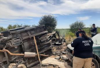 «Chispazo» provoca incendio en yonque del ejido 1 de Mayo