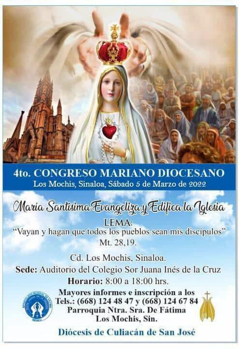 Convocan al cuarto Congreso Mariano Diocesano en Los Mochis