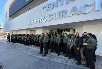 Se manifiestan policías de investigación en la Vicefiscalía zona norte, en Los Mochis
