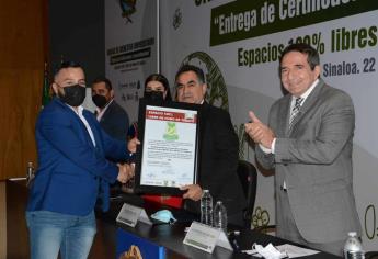 Entrega la UAS 49 certificaciones y reacreditaciones a Espacios 100% libres de humo de tabaco