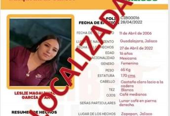 Localizan a Lesli Magaly en Sinaloa, desapareció en Jalisco