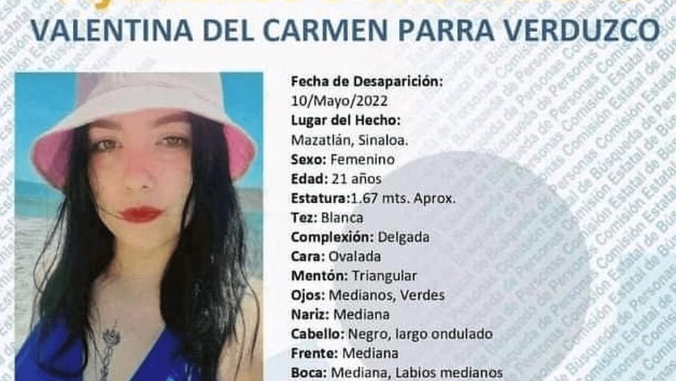 Otra joven desaparece en Mazatlán; familiares buscan a Valentina Parra