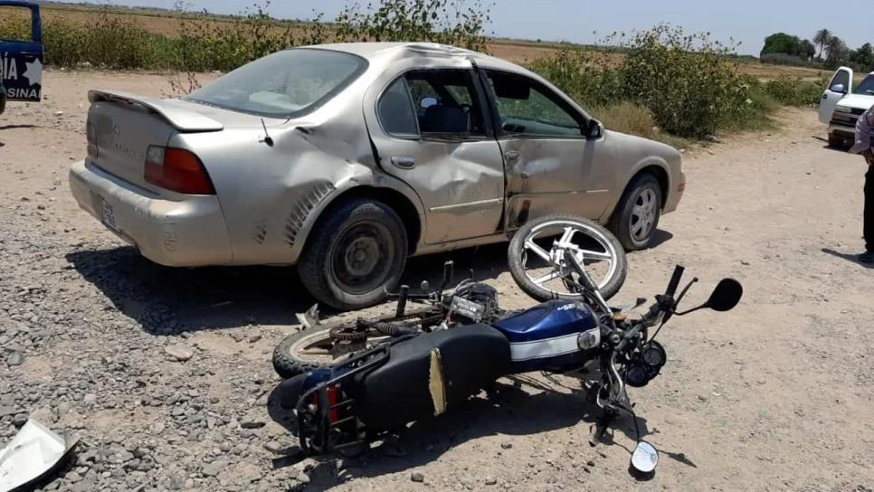 Motociclista termina lesionado en accidente en Guasave