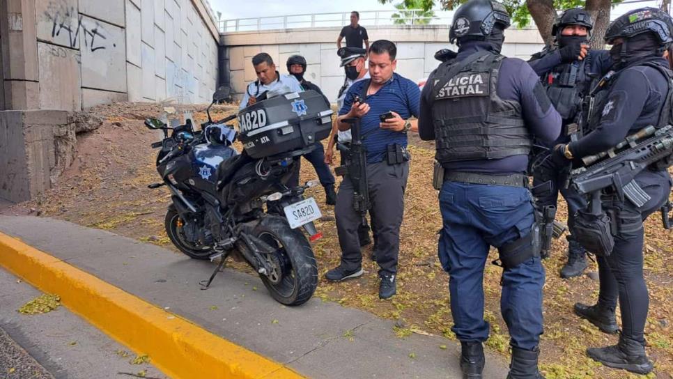 Agente de la Policía Estatal queda herido tras derrapar en su motocicleta, en Culiacán