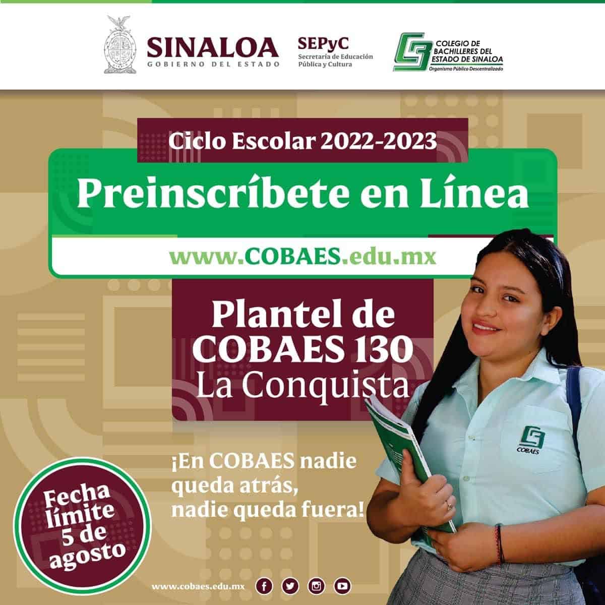Cobaes inicia inscripciones para el nuevo Plantel 130 «La Conquista»