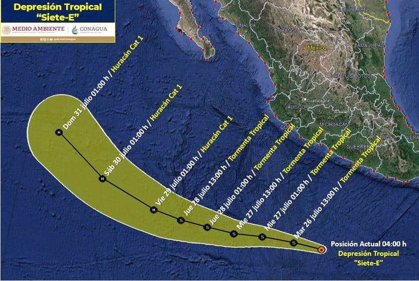 Se forma la Depresión Tropical Siete-E en el Océano Pacífico