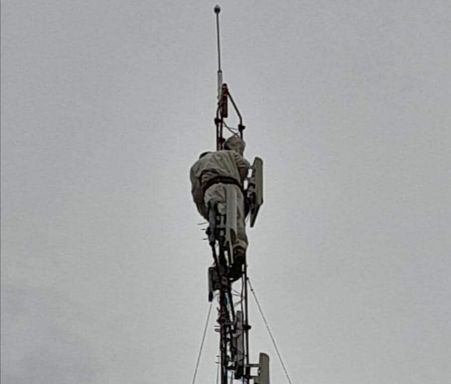 Hombre daba mantenimiento a torre de internet y enjambre lo ataca: el afectado quedó atrapado a más de 20 metros