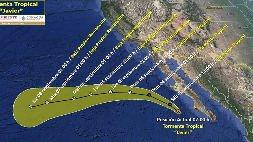 «Javier» se desplaza mar adentro; dejará lluvias en Sinaloa
