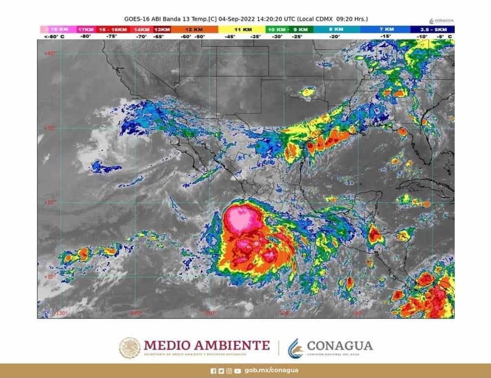 Se forma la depresión tropical Doce-E; se dirige al oeste-noroeste del país