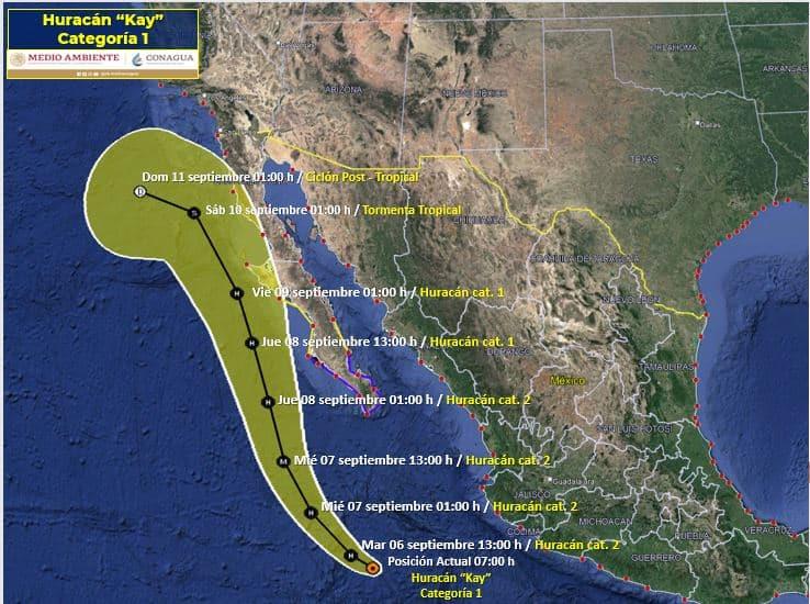 Sinaloa espera lluvias fuertes por Huracán «Kay» en la tarde-noche