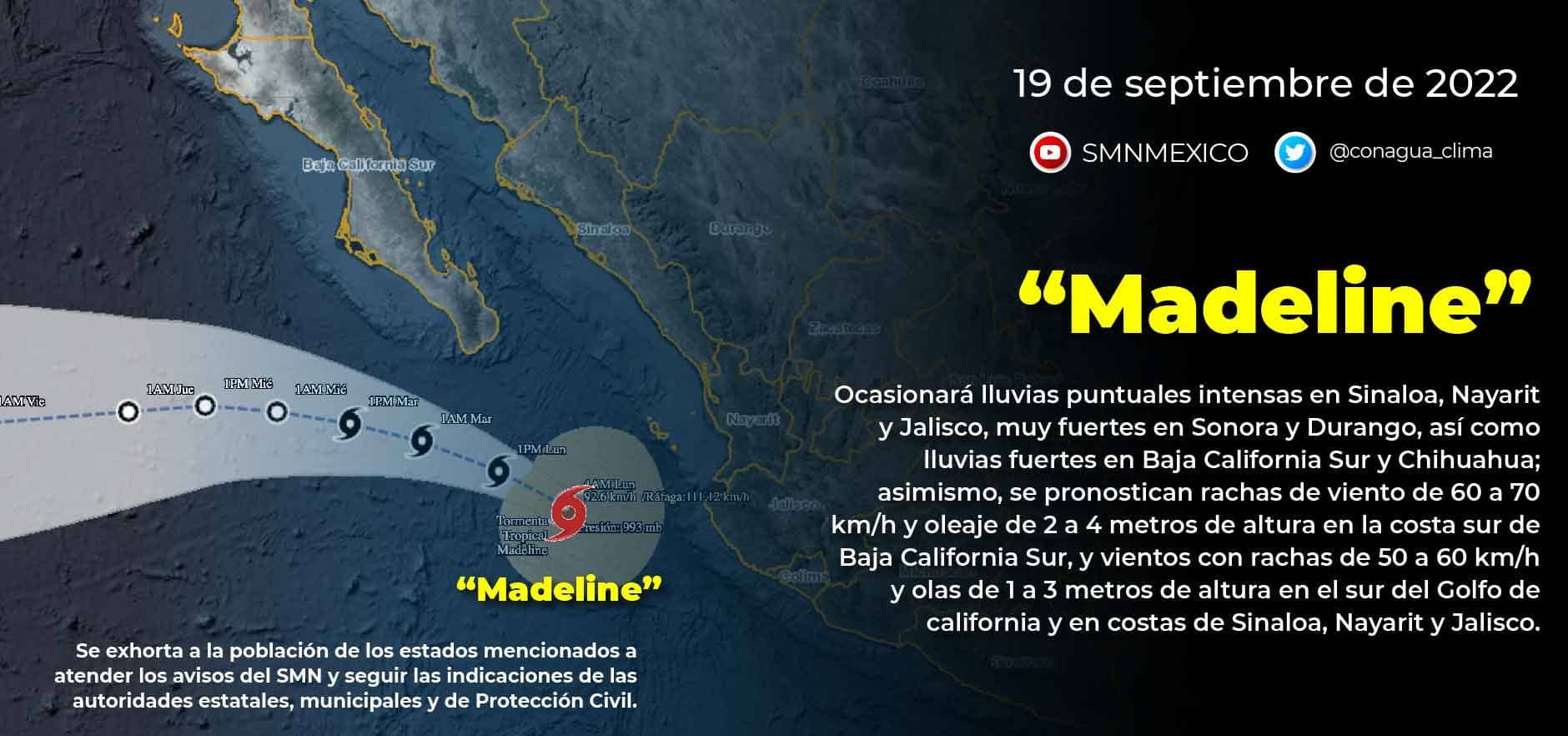 «Madeline» no representa ningún peligro para Sinaloa: PC