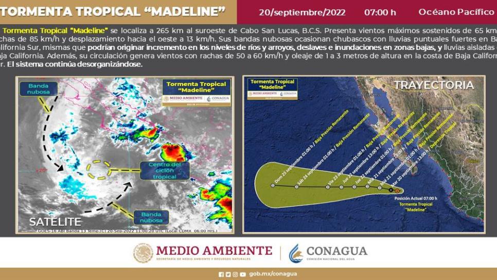 La tormenta tropical «Madeline» se debilita
