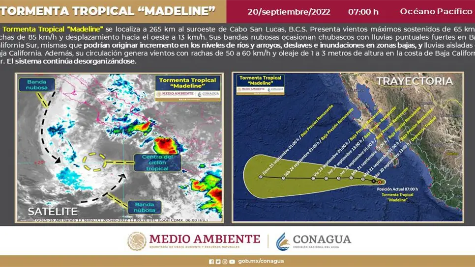 La tormenta tropical «Madeline» se debilita