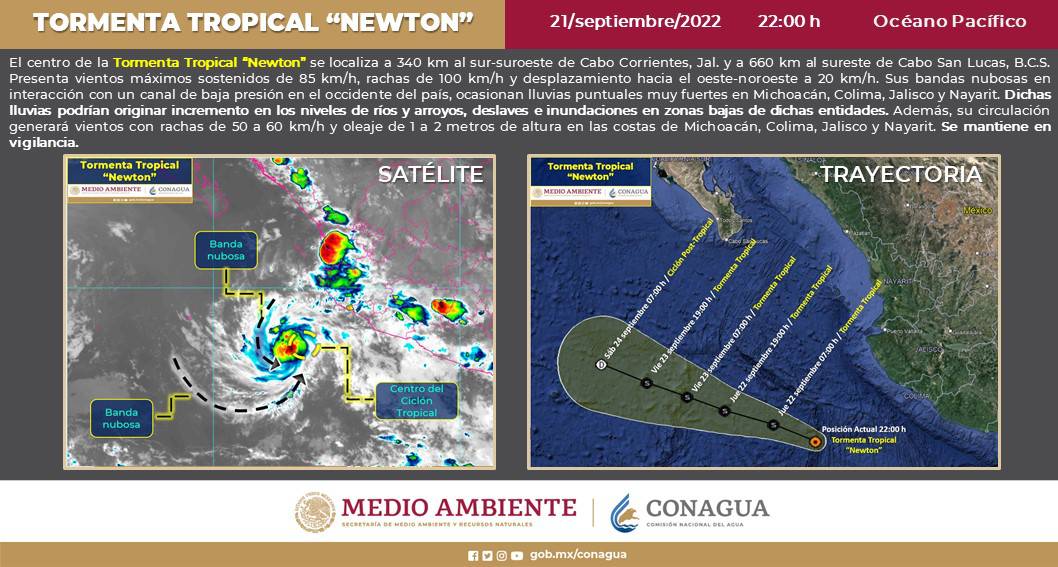 En el Pacífico Mexicano se forma la Tormenta Tropical Newton