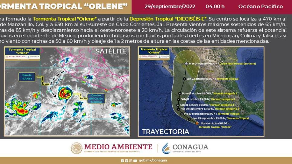 «Orlene» será huracán categoría 2 y tocaría tierra en Eldorado, Sinaloa