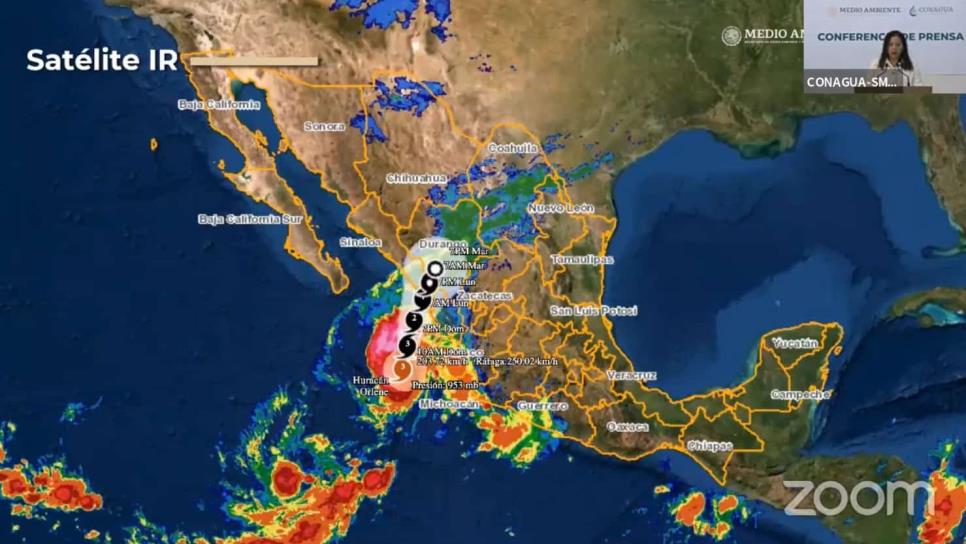 Huracán Orlene impactará Sinaloa la tarde-noche del lunes, advierte la CONAGUA