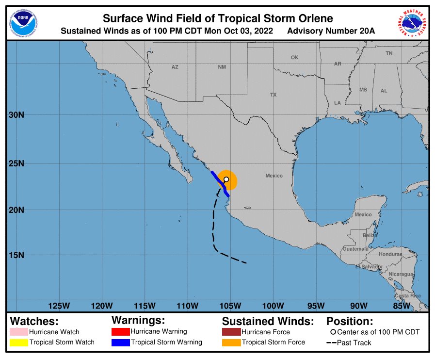 «Orlene» se degrada a tormenta tropical